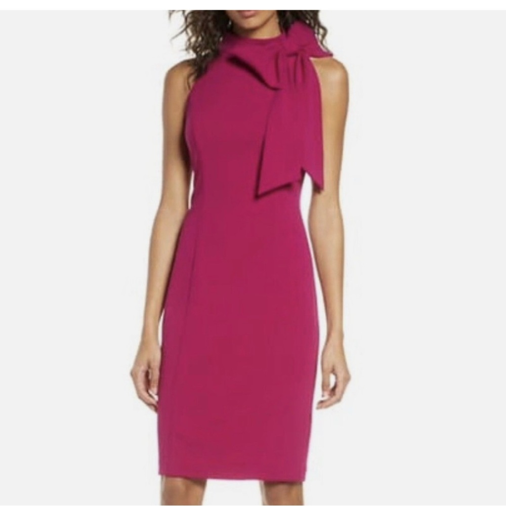 Eliza J Magenta Midi Dress with Bow